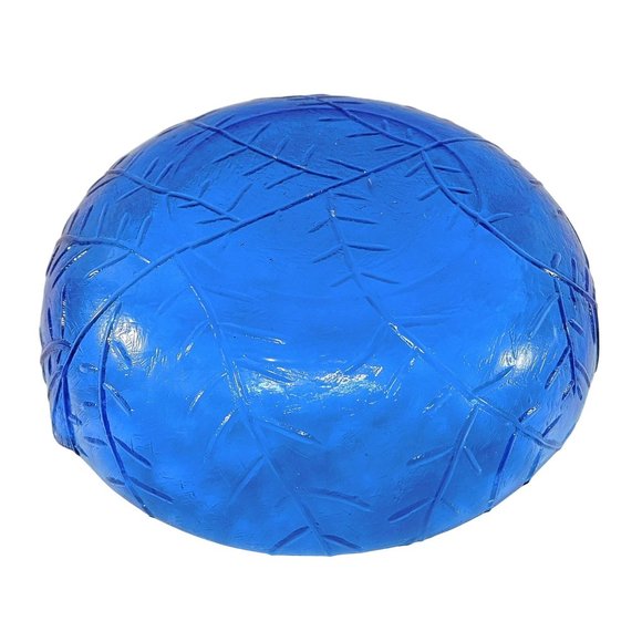 Cobalt Blue Glass Bowl Textured Leaf Design 5.75" - Picture 5 of 5